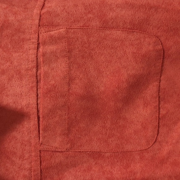 Parisian Works Women's Salmon Long Sleeve Button Down Faux Suede Shirt Size Med - Picture 2 of 10